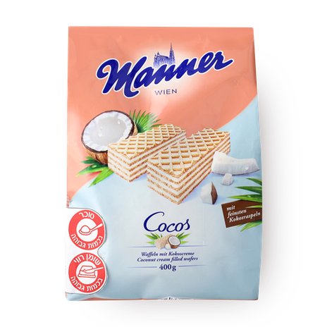 Manner crispy waffles filled with coconut cream