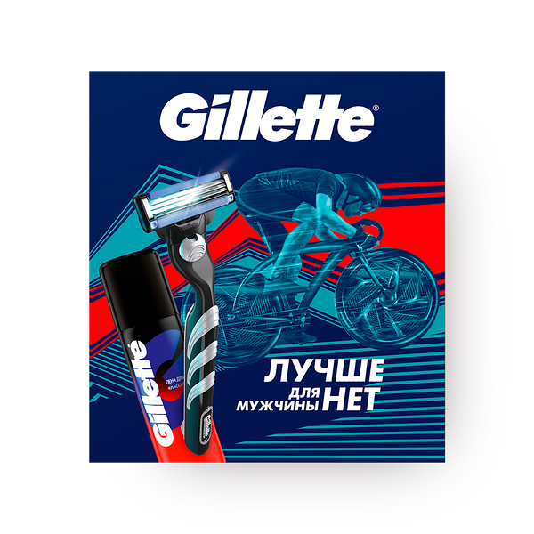 Набор подарочный Gillette с бритвой Mach 3 и пеной для бритья