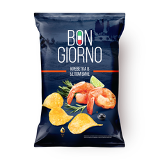 Чипсы Bon Giorno креветка в белом вине, 90 г — купить с доставкой из ...