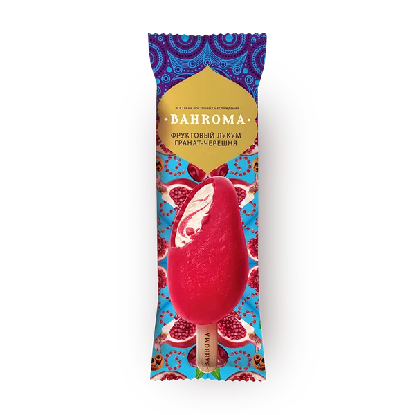 Мороженое Фруктовый лукум Bahroma гранат-черешня в глазури эскимо