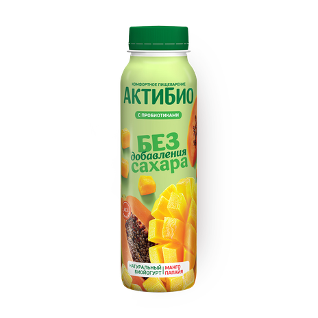Йогурт питьевой «Актибио» с манго и папайей 1,5% без добавления сахара