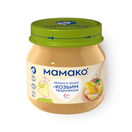 Пюре «Мамако» с козьим творожком яблоко-груша с 6 месяцев