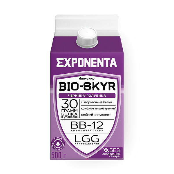 Напиток кисломолочный обезжиренный Exponenta Bio-Skyr 3 в 1 черника-голубика