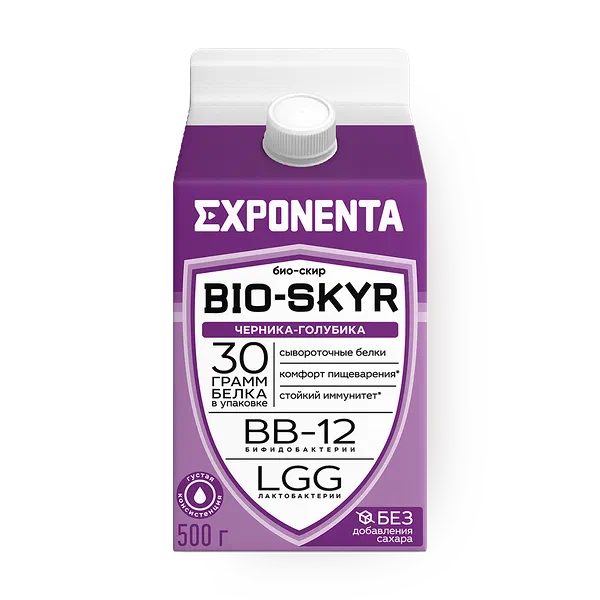 Напиток кисломолочный обезжиренный Exponenta Bio-Skyr 3 в 1 черника-голубика