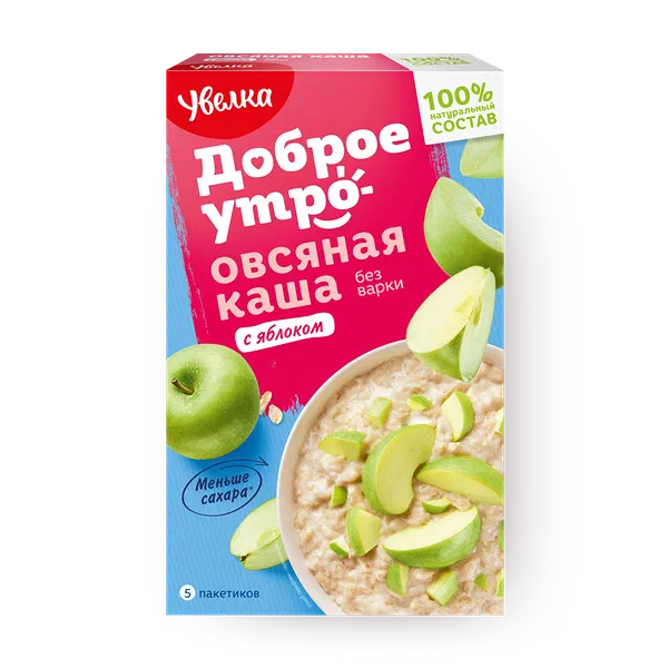Каша овсяная без варки «Увелка» с яблоком порционная 5 шт.