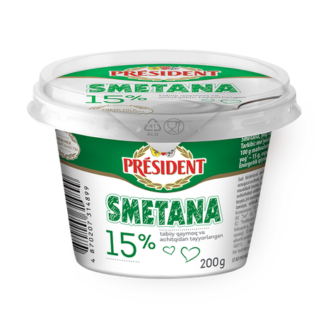 Сметана 15% President