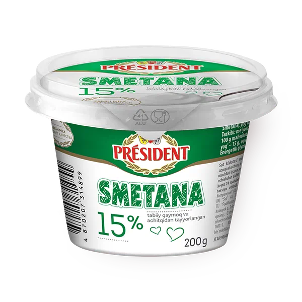 Сметана 15% President