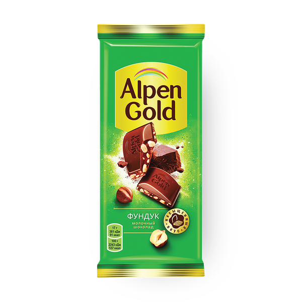 Шоколад Alpen Gold молочный с дробленым фундуком