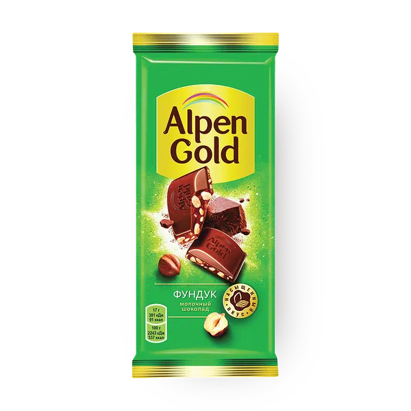Шоколад Alpen Gold молочный с дробленым фундуком