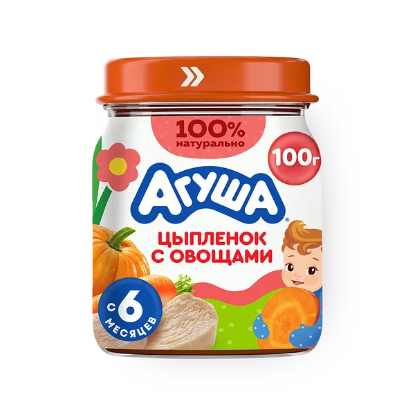 Пюре «Агуша» цыплёнок с овощами с 6 месяцев