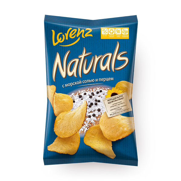 Чипсы картофельные Naturals с морской солью и перцем