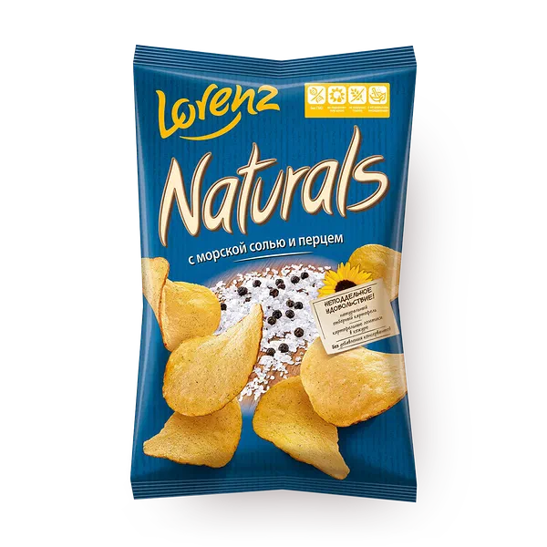 Чипсы картофельные Naturals с морской солью и перцем