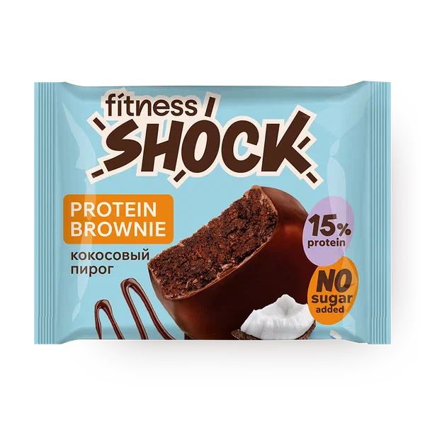 Бисквит протеиновый FitnesShock Брауни банан без сахара, 50 г — купить ...