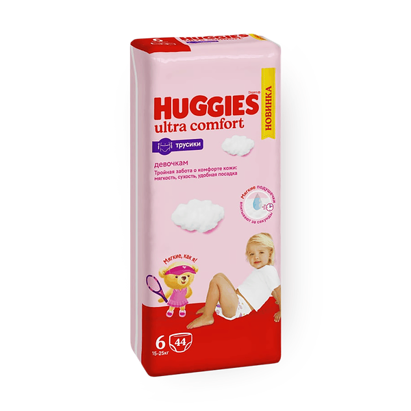 Подгузники-трусики Huggies для девочек 6 размер 15-25 кг