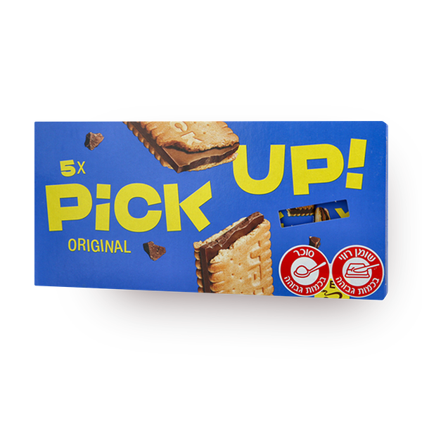 Pick-up crispy biscuit filled with milk chocolate