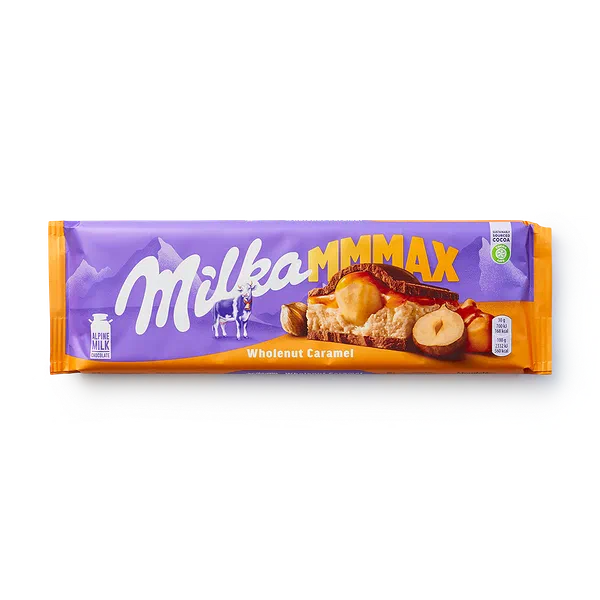 Шоколад молочный Milka с карамелью и цельным фундуком