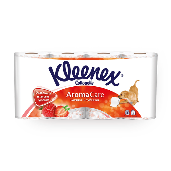 Туалетная бумага Kleenex Aroma Care 3 слоя с ароматом клубники