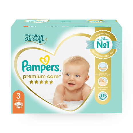 Подгузники Pampers Premium Care 3 размер 6-10 кг