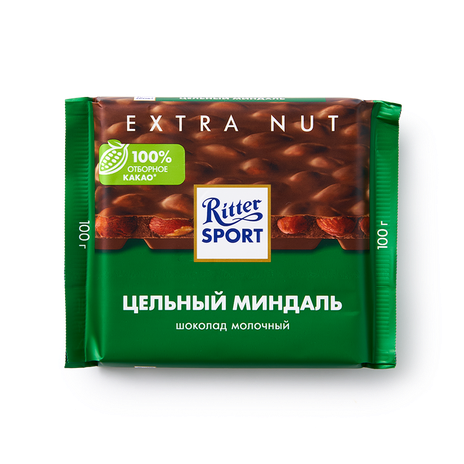 Шоколад молочный Ritter Sport Extra Nut с цельным миндалём