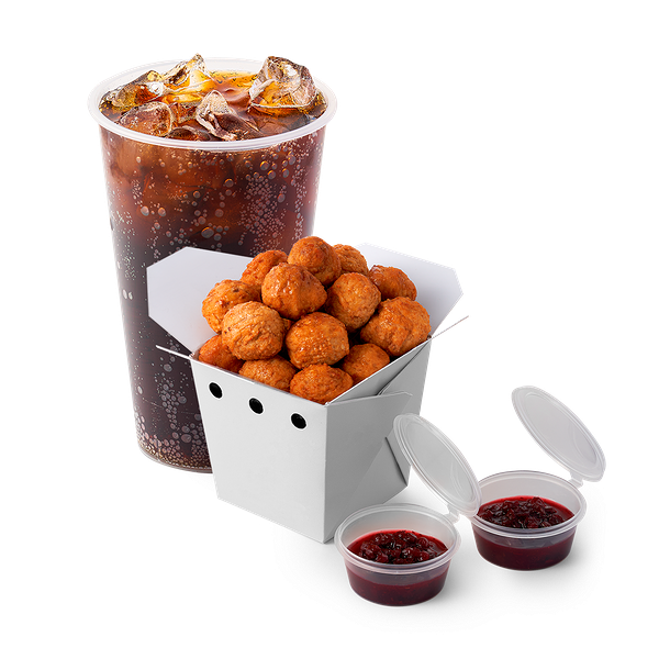 Фрикадельки шведские с брусничным соусом «Из Лавки» 15 шт + Напиток Лимонад Coca-Cola со льдом «Из Лавки»