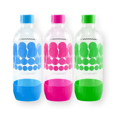 Three colored bottles