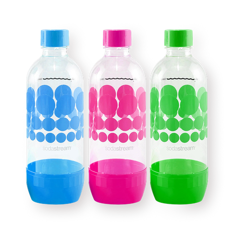 Three colored bottles