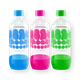 Three colored bottles