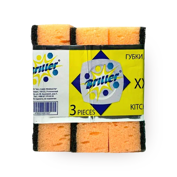 Губка для мытья посуды Briller с абразивным покрытием