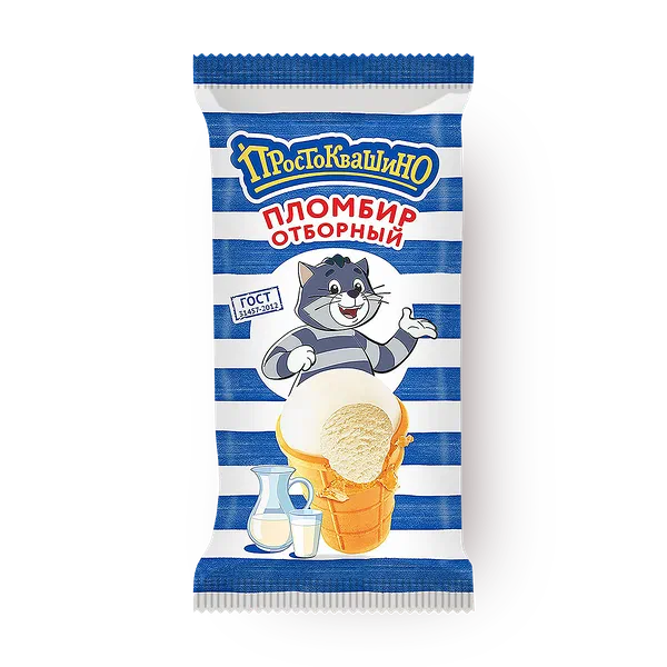 Мороженое пломбир ванильное «Простоквашино» в вафельном стаканчике