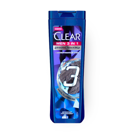 Шампунь-гель для душа Clear 3в1 мужской