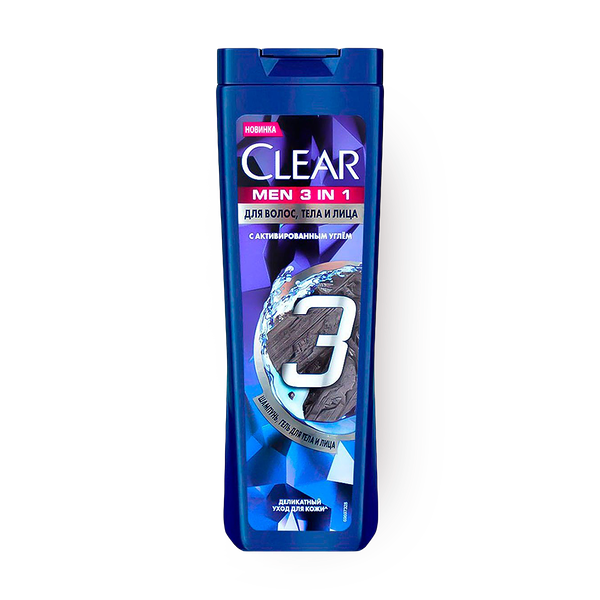 Шампунь-гель для душа Clear 3в1 мужской