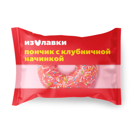 Пончик глазированный «Из Лавки» с начинкой со вкусом клубники замороженный