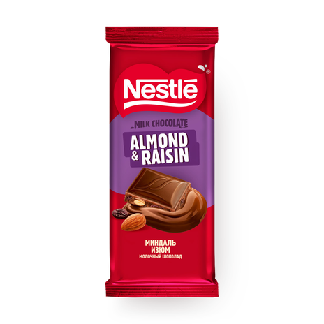 Шоколад молочный Nestle с миндалём и изюмом