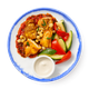 Шашлык из курицы с овощами и соусом тахини «Шук»