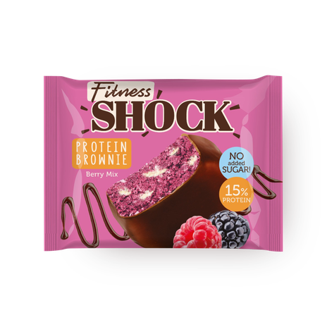 Бисквит протеиновый FitnesShock Брауни ягодный микс в молочном шоколаде