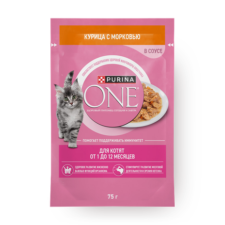 Влажный корм Purina One для котят с курицей и морковью