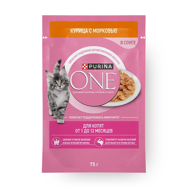 Влажный корм Purina One для котят с курицей и морковью