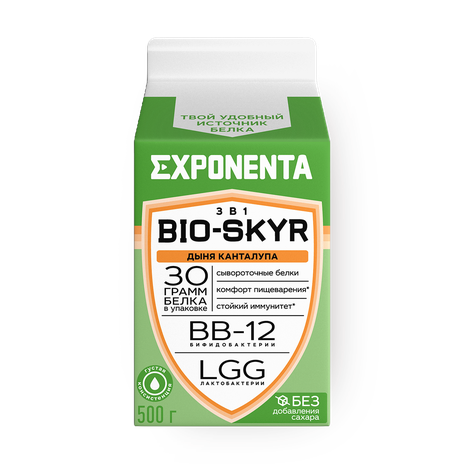Напиток кисломолочный обезжиренный Exponenta Bio-Skyr 3 в 1 дыня-канталупа