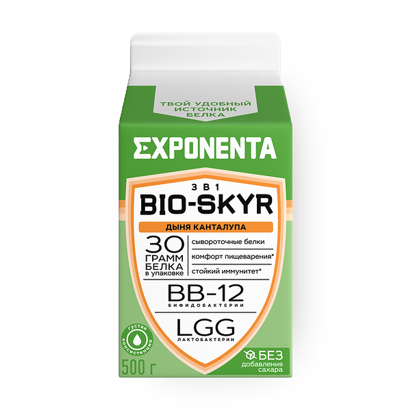 Напиток кисломолочный обезжиренный Exponenta Bio-Skyr 3 в 1 дыня-канталупа