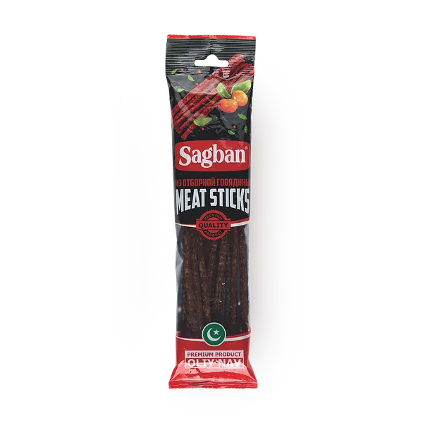 Колбаски сыровяленые мясные из говядины Sagban кнуты