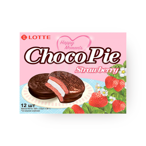 Печенье Lotte Choco Pie клубни­ка