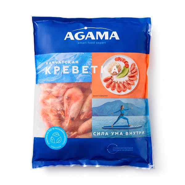 Креветки камчатские 35/45 Agama неразделанные варёно-мороженые