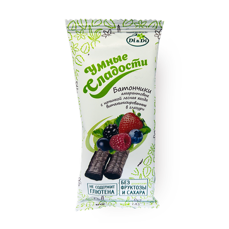 Батончики безглютеновые «Умные сладости» с начинкой лесная ягода