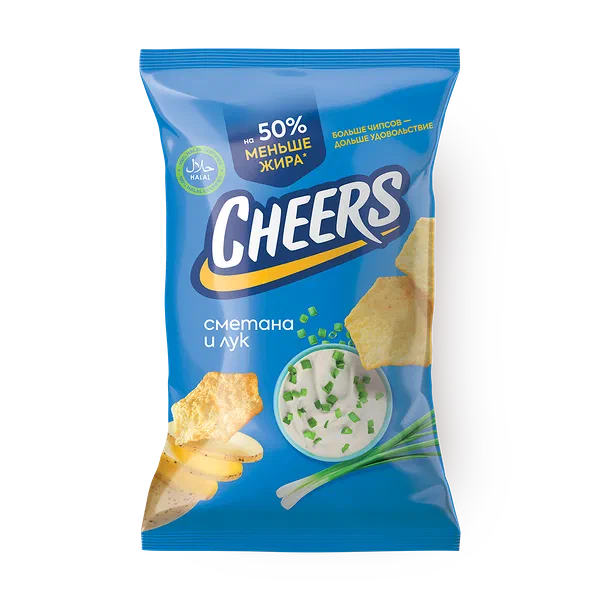 Чипсы картофельные Cheers со вкусом сметаны и лука