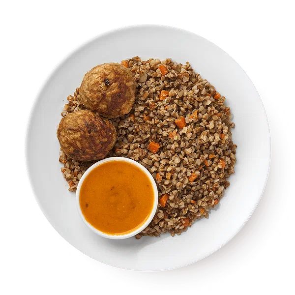 Тефтели говяжьи с гречкой и овощами «Сегодня»