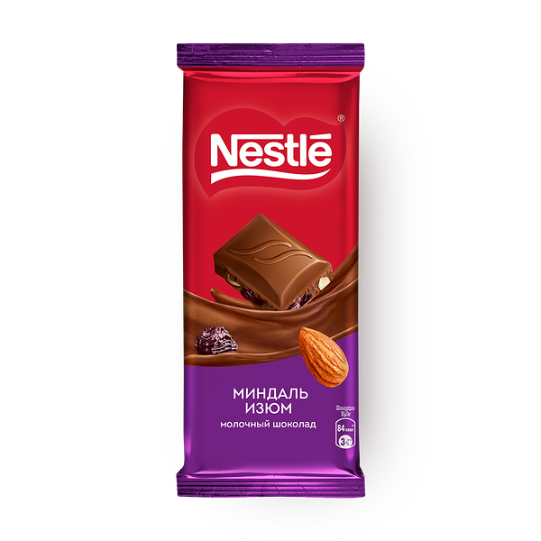 Шоколад молочный Nestle с миндалём и изюмом