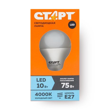 Лампа светодиодная «Старт» LED Е27 10W40 груша нейтральный свет