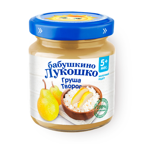 Пюре «Бабушкино лукошко» с творогом груша с 5 месяцев