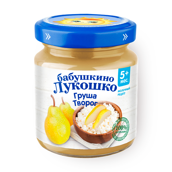 Пюре «Бабушкино лукошко» с творогом груша с 5 месяцев