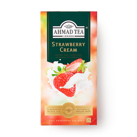 Чай чёрный Strawberry cream Ahmad Tea с ароматом клубники со сливками в пакетиках